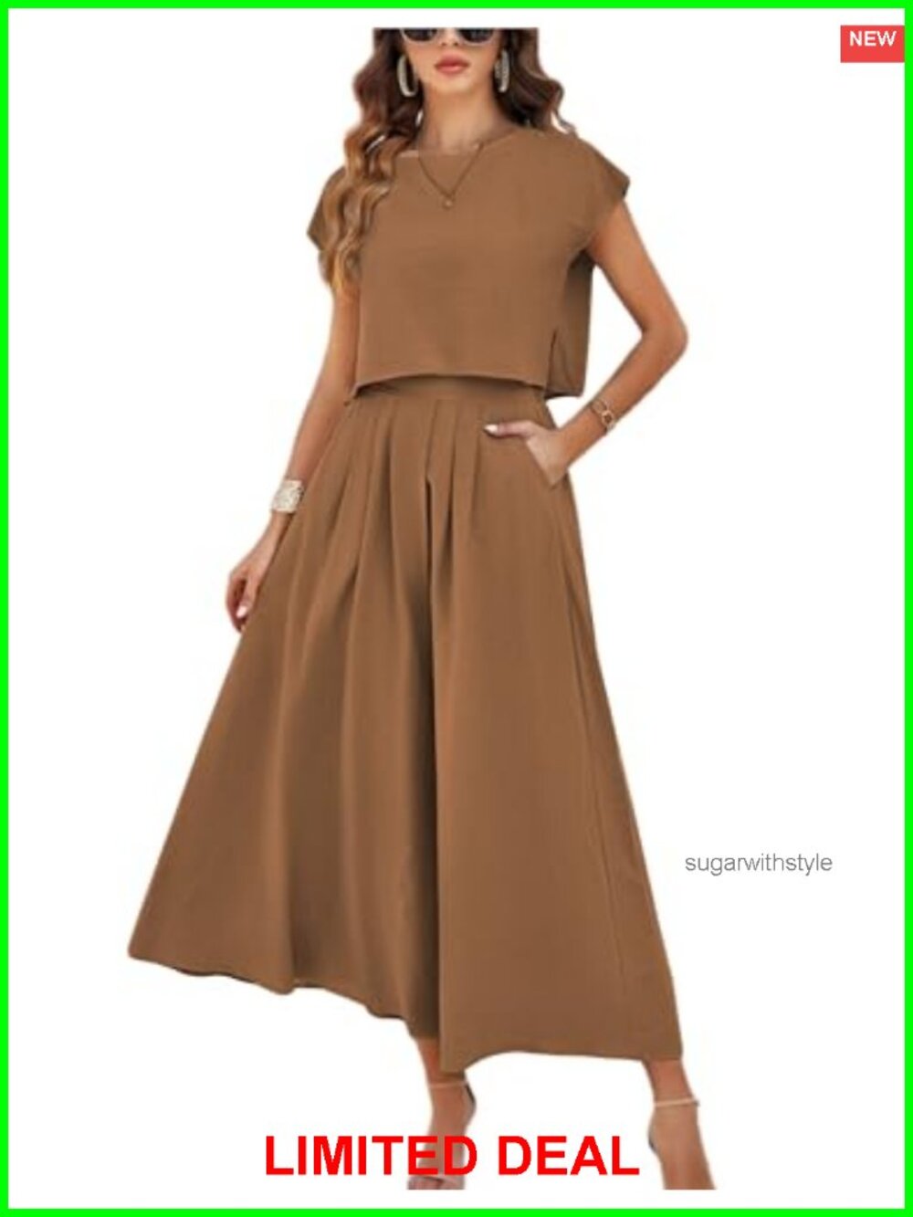 Womens 2 Piece Maxi Skirt Set Crop Top High Waist Pockets Viscose